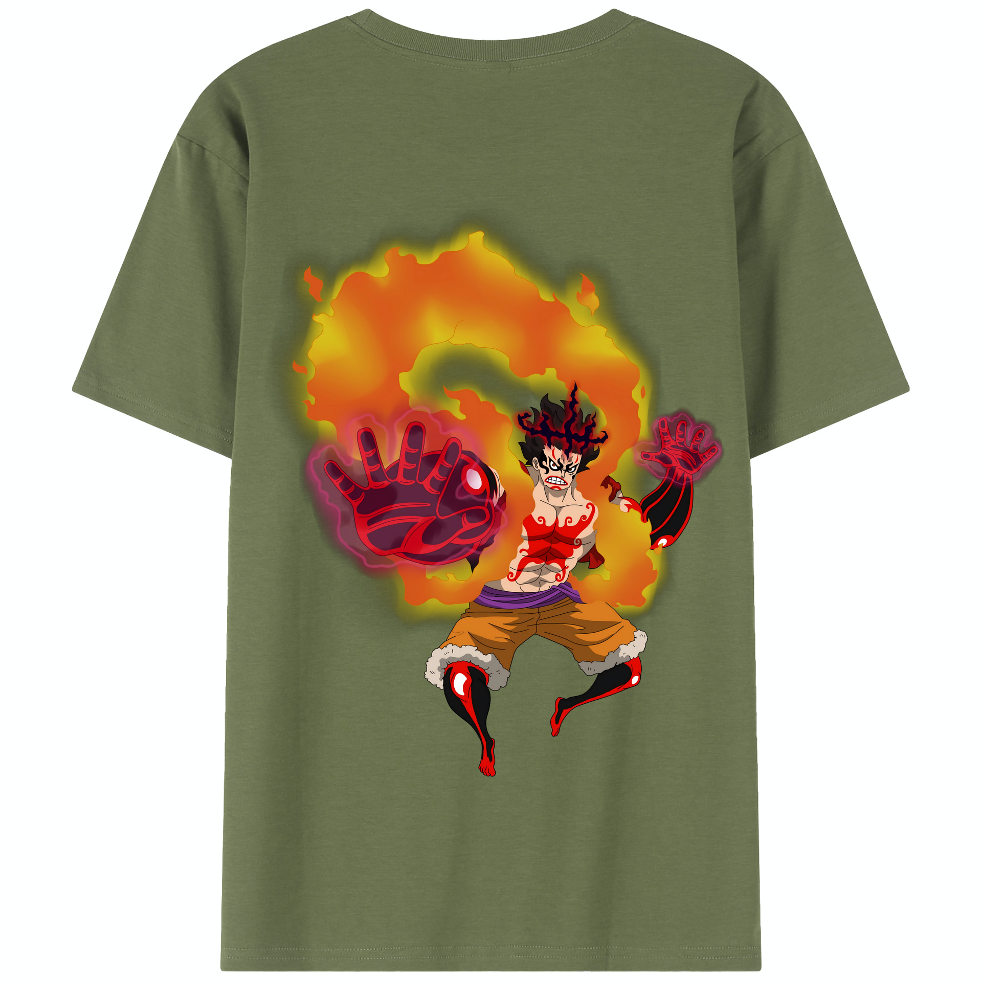 ワンピース モンキー・D・ルフィ ONE PIECE Monkey D. Luffy 綿100％半袖Tシャツ（背面プリント）